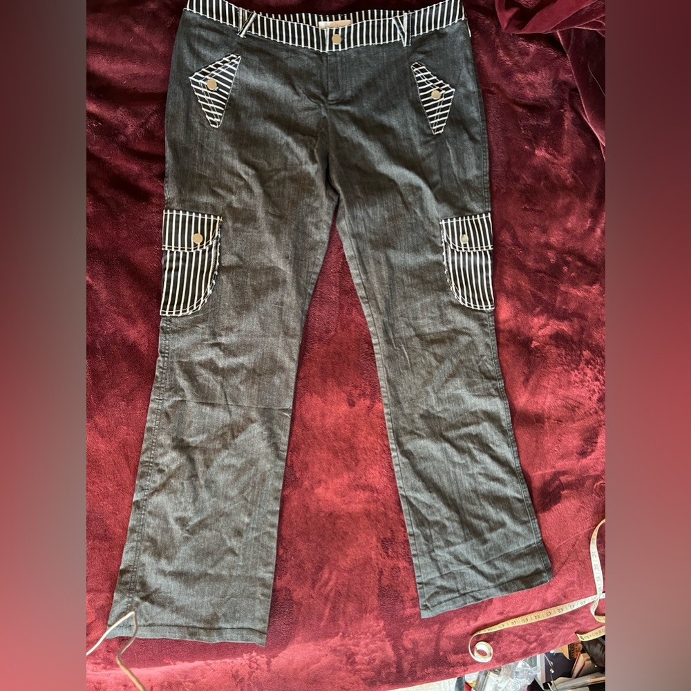 Chicstar Goth Black Pants with Black and White details
